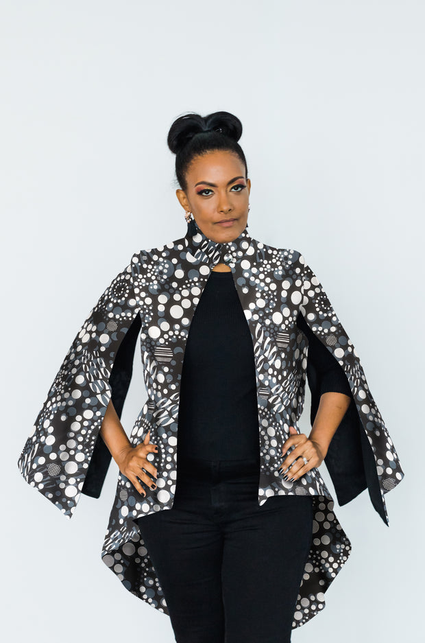 Àșàbí Cape Jacket - Grey/Black/White