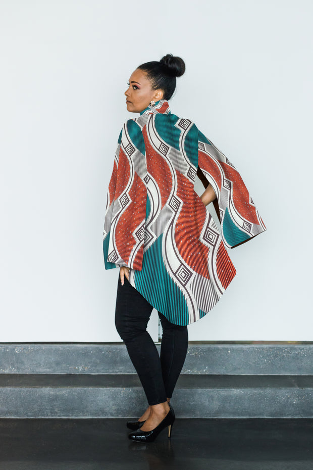 Àșàbí Cape Jacket - Teal/Orange