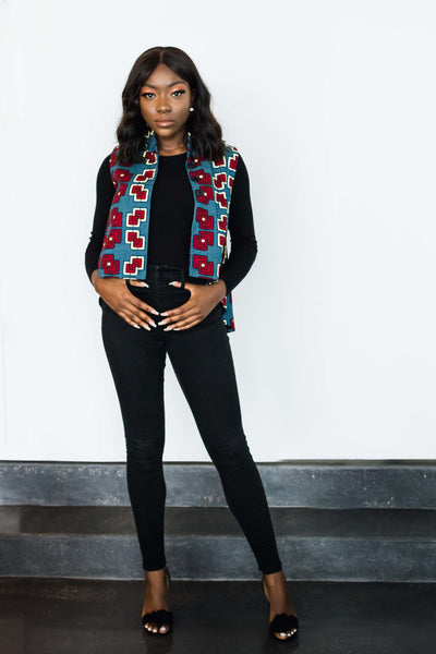 Women's African jacket with  pleated tail.