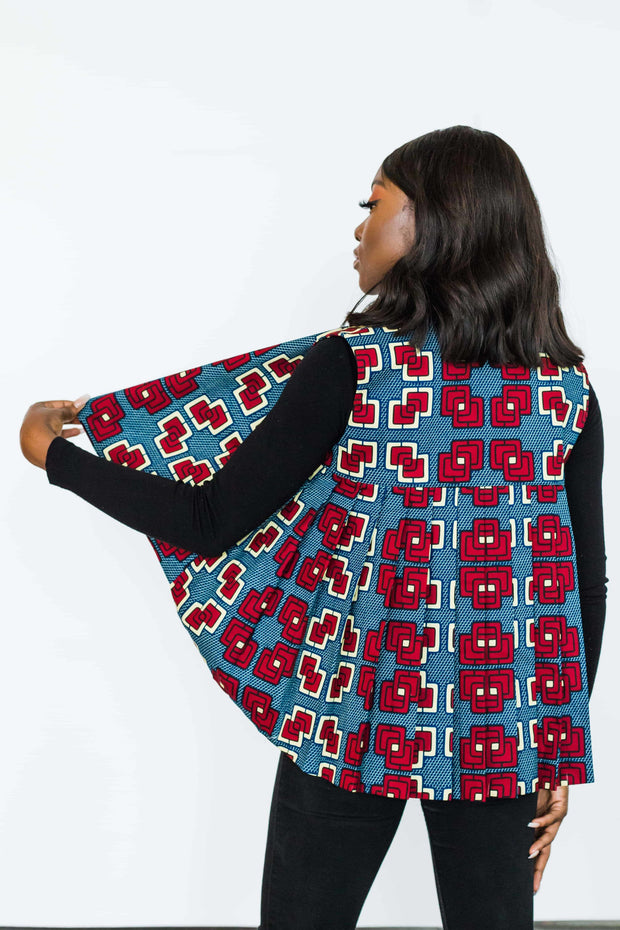 Women's African jacket with  pleated tail.