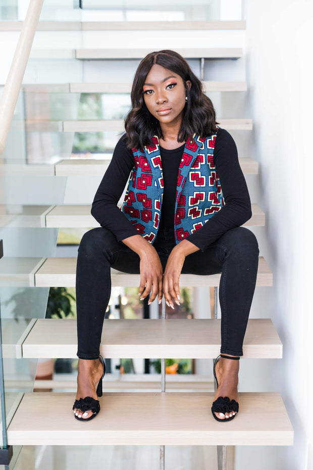 Women's African jacket with  pleated tail.