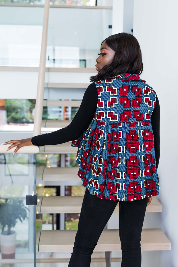Women's African jacket with  pleated tail.