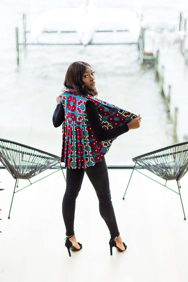 Women's African jacket with  pleated tail.